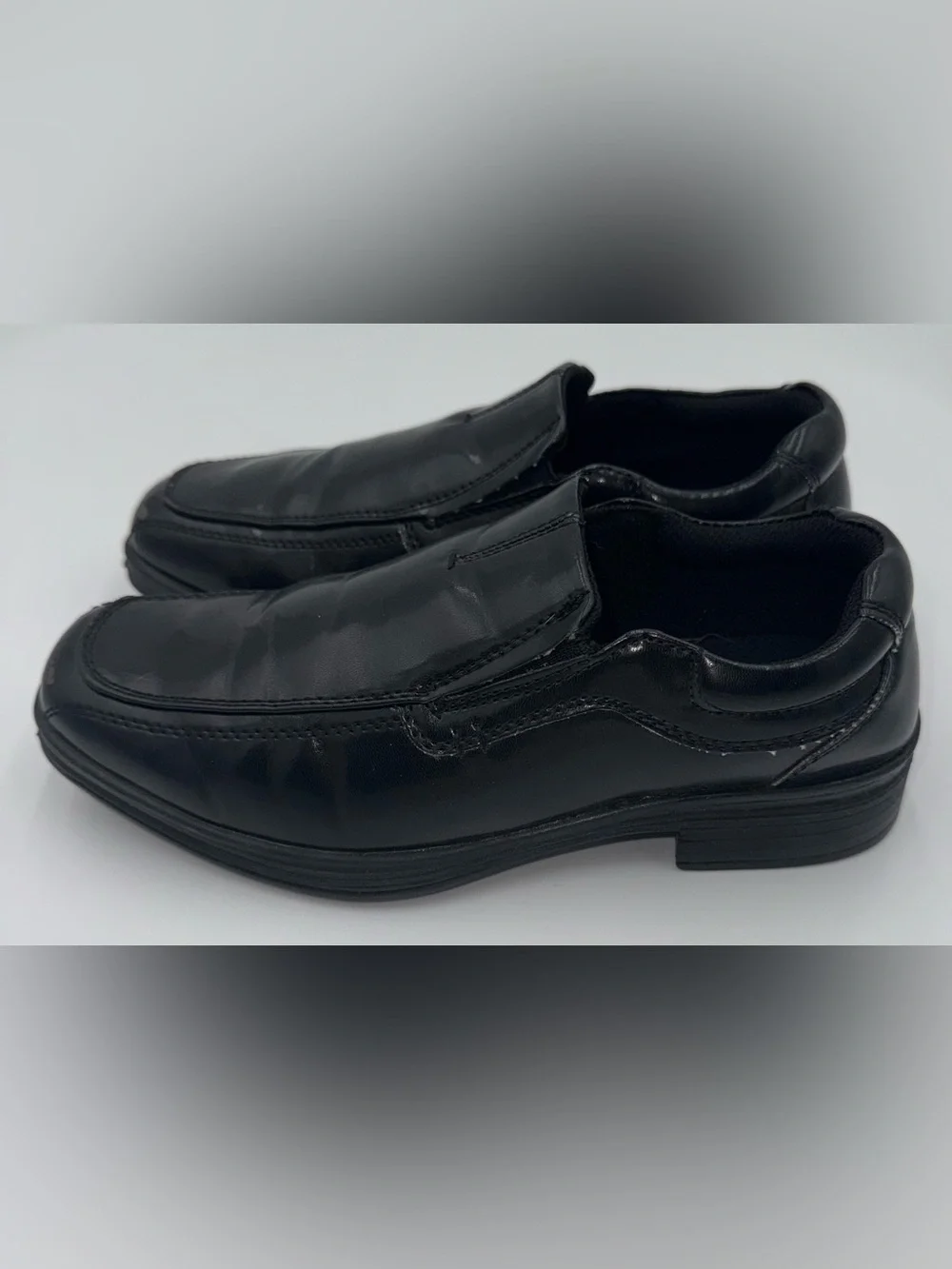 Deer Stags Wise Black Slip-On Dress Shoes Boys Size 3 Wide School Loafers